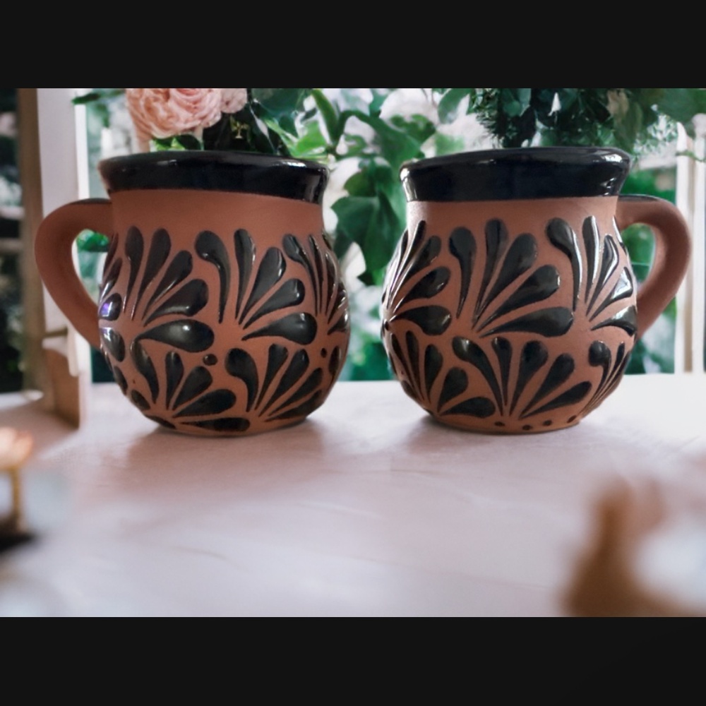 Coffee cups set of 2 Artesania Mexican Barro